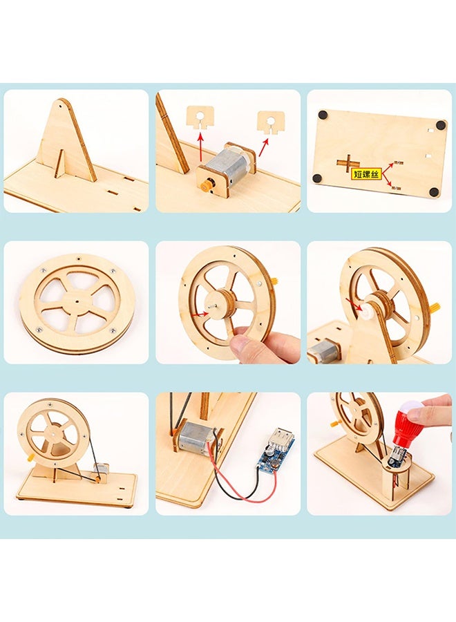 BEBLOSSOM Wooden hand cranked generator – science kit manual generator toy, physics experiment puzzle light bulb for kids, educational science experiments for children age 6-14 - Image 5